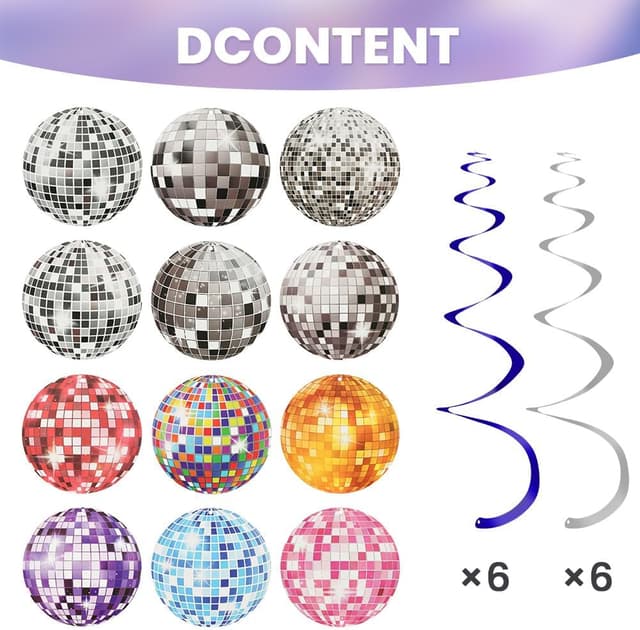 Thumbnail 1 de OFFCUP 12pcs Décorations Disco 60 cm