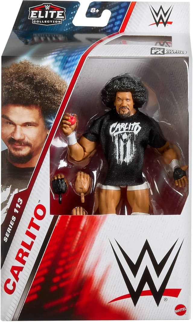 Detalle de Mattel WWE Elite Carlito figurine articulée 15 cm (JCH88) avec mains interchangeables
