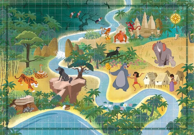 Detalle 2 de Puzzle adulte Clementoni Compact 1000 pièces – Story Maps : Le Livre de la Jungle