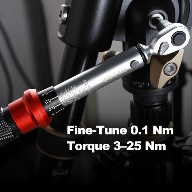 Detalle de Hairich Drehmomentschlüssel Fahrrad 1/4 Zoll 3–25 Nm mit 72-Zahn-Umschaltknarre (±3%)