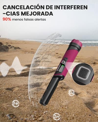 Detalle 2 de DR.ÖTEK Pinpointer detector de metales de mano IP68 con pantalla LCD y cancelación de interferencias