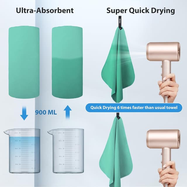 Detalle de BOGI Microfibre Quick Dry Soft Lightweight Gym Towel (XL: 182cm x 81cm + 40cm x 40cm) – Mint