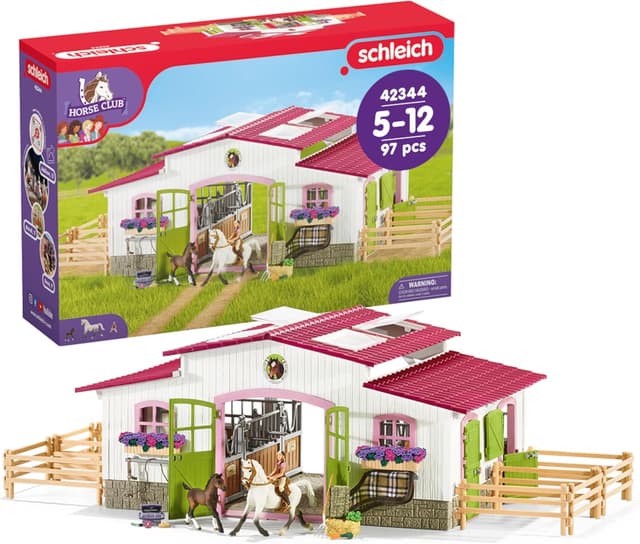 Detalle de Schleich Horse Club Reiterhof mit Reiterin und Pferden 42344 97 Teile