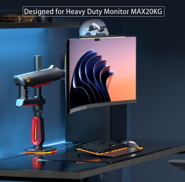 Detalle de NB Ergonomic Braccio per monitor pesante per ultrawide fino a 60" (fino a 20 kg) con VESA 75/100 mm, rosso