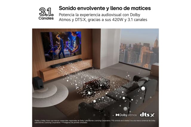Detalle 1 de LG SG10TY Barra de sonido 3.1 420W con subwoofer