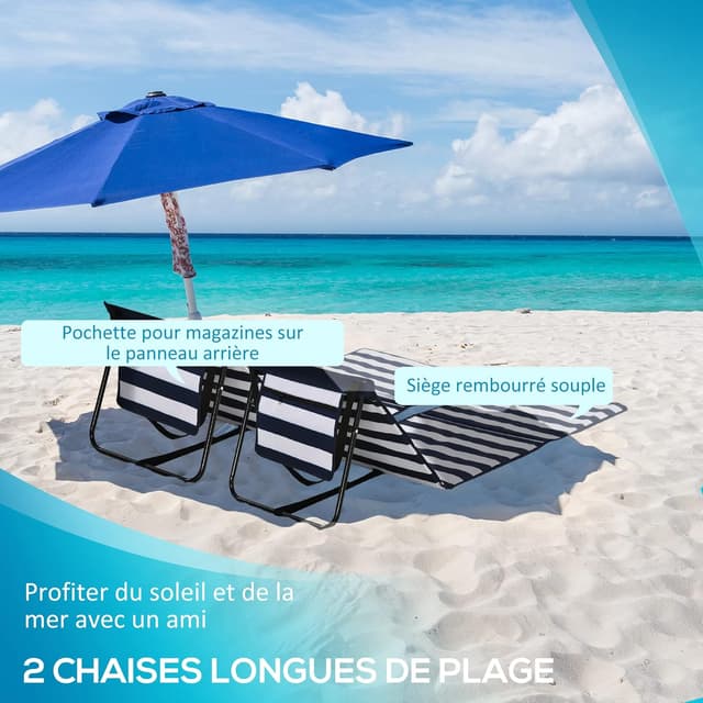 Thumbnail 2 de Outsunny Lot de 2 Tapis de Plage 142x51x40 cm