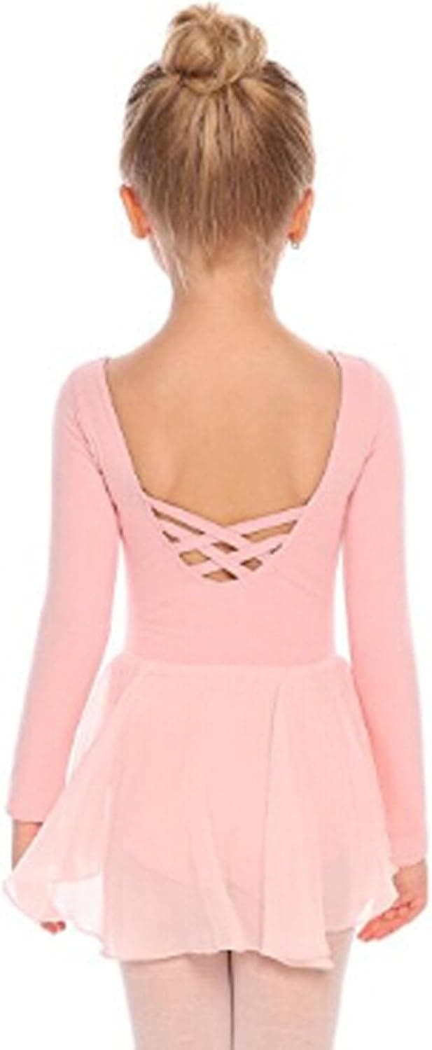 Detalle de Beyove Kids Girls Classic Long Sleeve Leotard with Chiffon Skirt (2–10 Years)