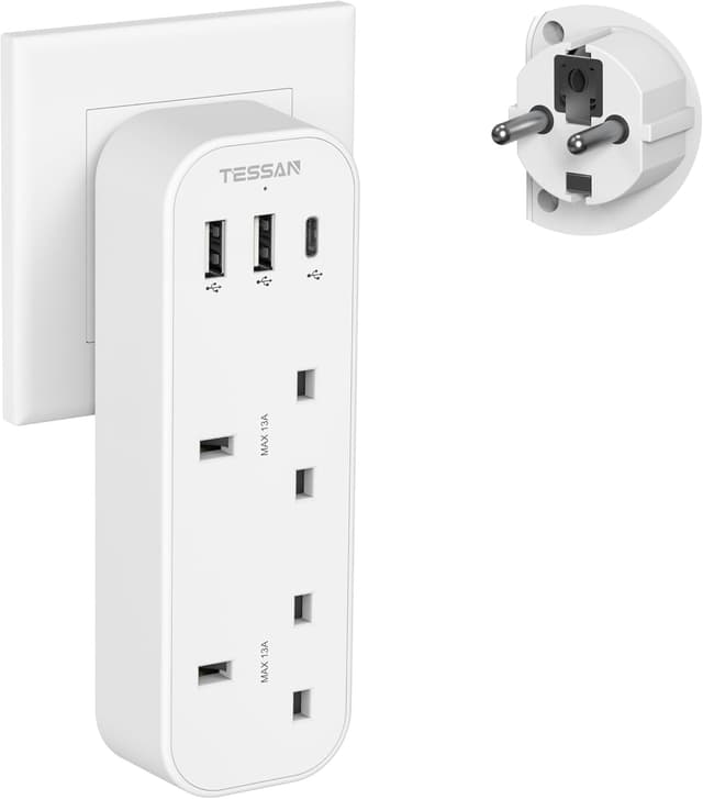 Thumbnail 6 de TESSAN UK to Italy Plug Adapter with 3 USB Ports (1 USB-C) for Type L sockets