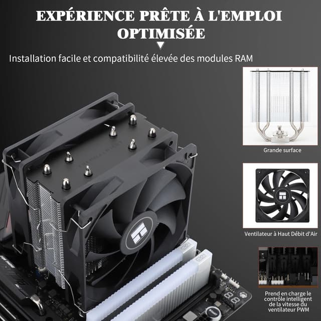 Detalle de Thermalright Assassin X 120R SE PLUS CPU-Luftkühler mit 4 Heatpipes und Dual-PWM-Lüftern (S-FDB) für AM4/AM5 & Intel LGA