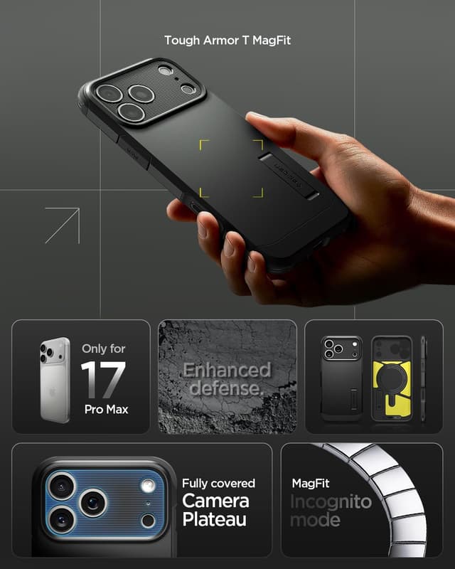 Detalle de Spigen Tough Armor T MagFit iPhone 17 Pro Max