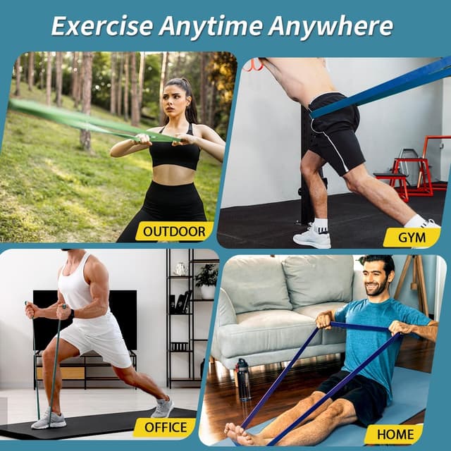 Detalle de WHATAFIT Resistance Bands Pull-Up Assist Set with Handles & Door Anchor