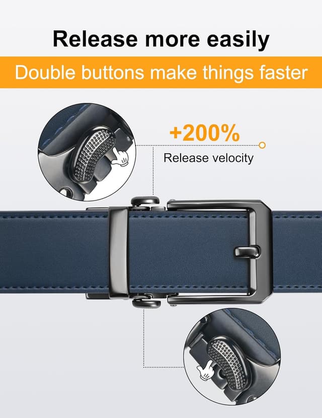 Detalle 2 de JUKMO 1.5" (38mm) Leather Ratchet Belt for Men in Gift Box