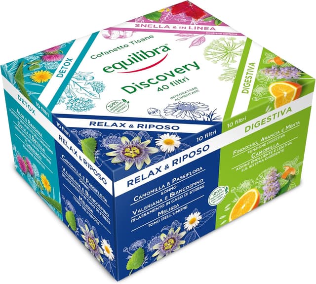 Detalle de Equilibra Tisane a Freddo Summer Collection, cofanetto 40 filtri da 2 g