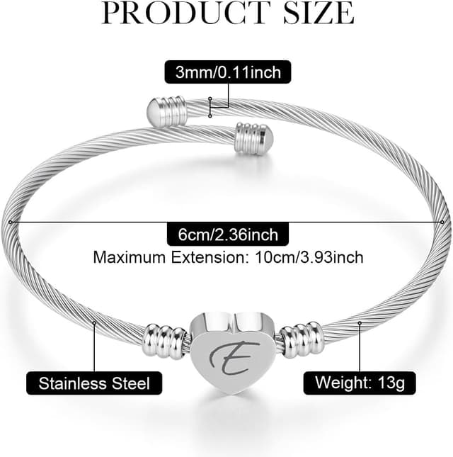 Detalle 2 de AOOSU Bracciale Argento Donna Amore Cuore 🌷