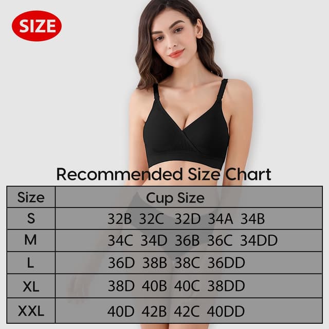 Detalle de Vinfact Nursing Bra 3 Pack Seamless V Neck Maternity & Breastfeeding Bra