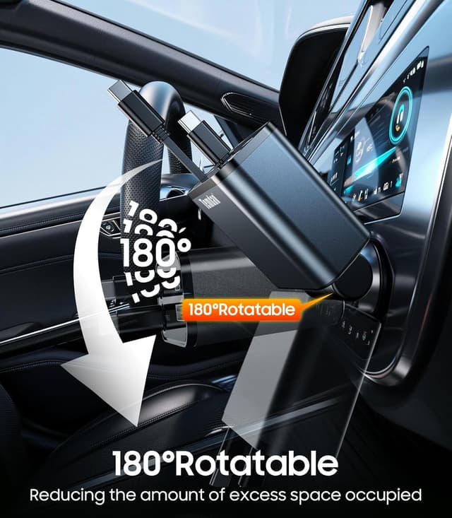 Thumbnail 4 de Temdan 69W Retractable Car Charger 4‑Port