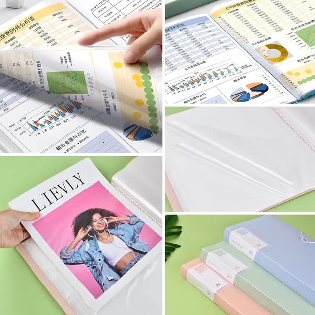 Detalle 2 de Ehuihuan Sichtbuch A4 (31 x 23 cm) mit 60 Taschen, transparentes Notizbuch & Projektordner – blau