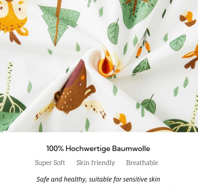 Detalle de Chilsuessy Baby Schlafsack mit Füßen 1,5 Tog (Waldtiere) aus 100% Baumwolle – Ganzjahres-Schlafsack für 95–105 cm