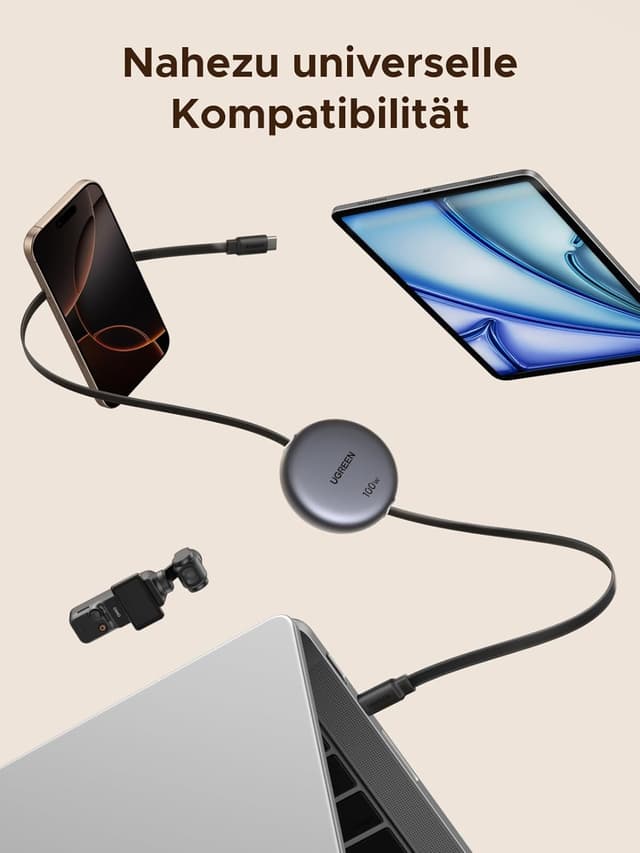 Thumbnail 5 de UGREEN USB-C-auf-USB-C Kabel 100 W, verstellbar 0,36–1 m