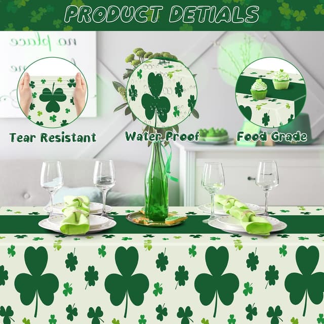 Detalle de QZYL 3 Pack St Patricks Day Tablecloths 54x108