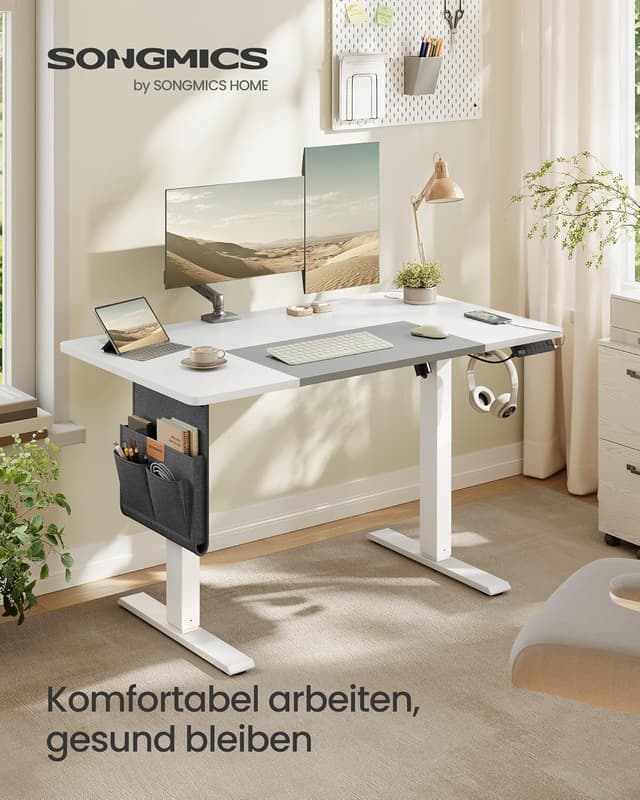 Detalle de SONGMICS elektrisch höhenverstellbarer Schreibtisch LSD015W02, 120 x 60 cm stufenlos, mit Memory-Funktion