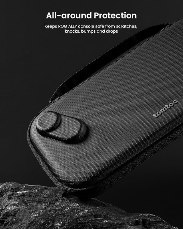 Detalle de tomtoc Protective Case for ROG Ally X and ROG Ally – slim hard shell travel bag, shockproof, black