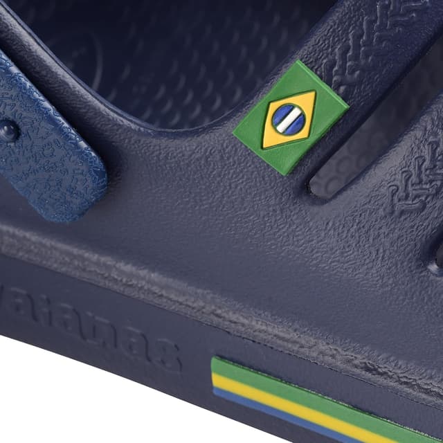 Detalle de Havaianas Kids Clog Brasil in blu navy: zoccoli unisex per bambini e ragazzi