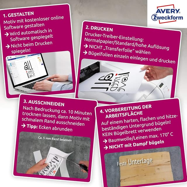 Detalle 1 de AVERY Zweckform Lot de 20 films transfert A4