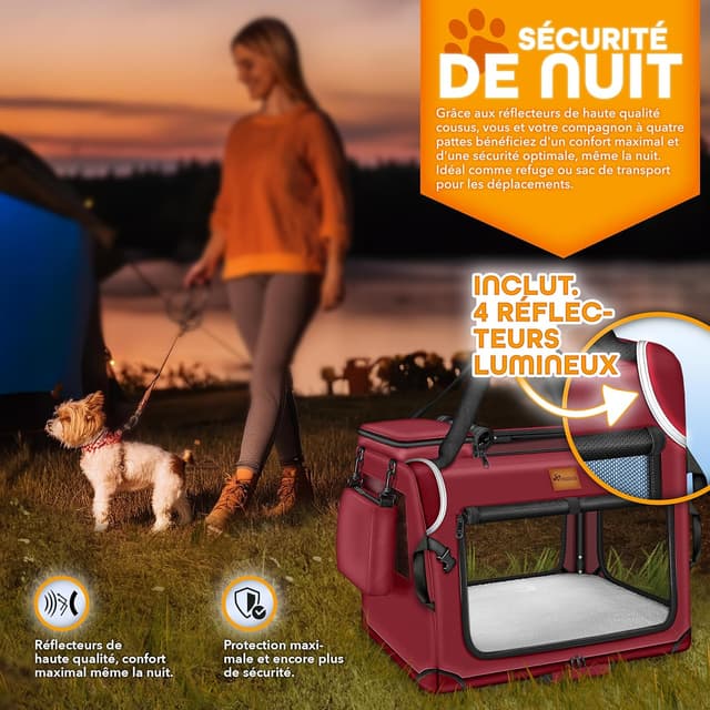 Detalle de TRESKO Cage pliable pour chien et chats avec tapis de léchage, spatule et réflecteurs (taille S)