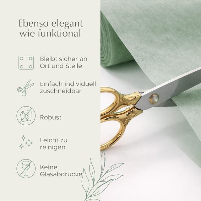 Detalle de Twinzee Vlies-Tischläufer „Eukalyptus“ (30 cm x 25 m) für Tischdeko bei Hochzeit, Geburtstag & Outdoor