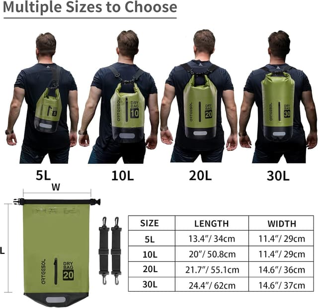 Detalle 2 de Waterproof Dry Bag Waterproof Backpack Dry Sack (5L, 10L, 20L, 30L) with Adjustable Shoulder Straps