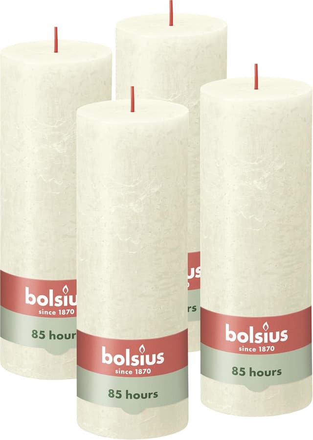 Detalle de Bolsius Rustik Stumpenkerzen 19×7 cm, 4er-Pack 🕯