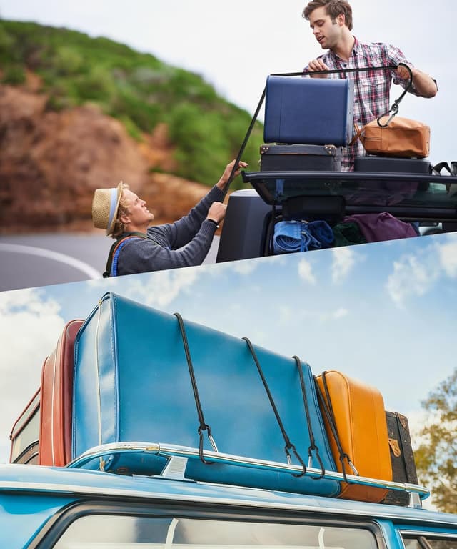 Detalle 2 de Bungee Cords with Hooks (30cm Elastic Tie Down Straps) with Carabiners – 4-pack, up to 35kg, black