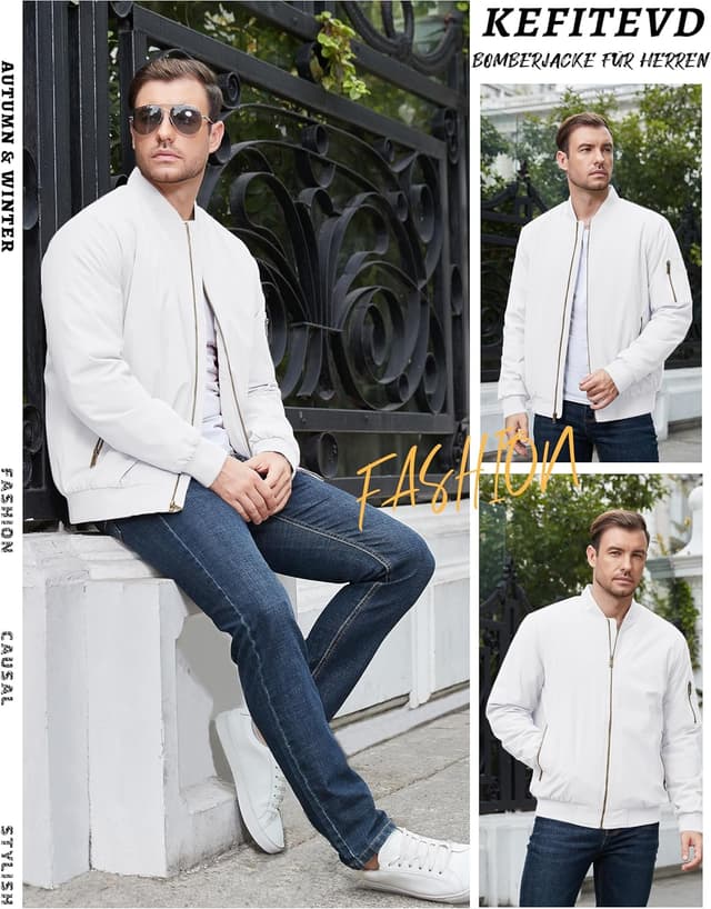 Detalle 2 de KEFITEVD Herrenjacke Bomberjacke winterwarm