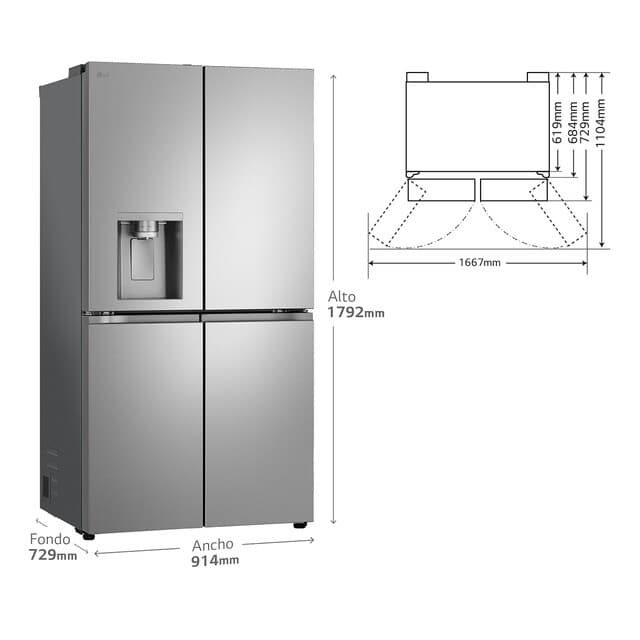 Detalle 2 de LG GMF961PY3E Frigorífico americano InstaView 601 L