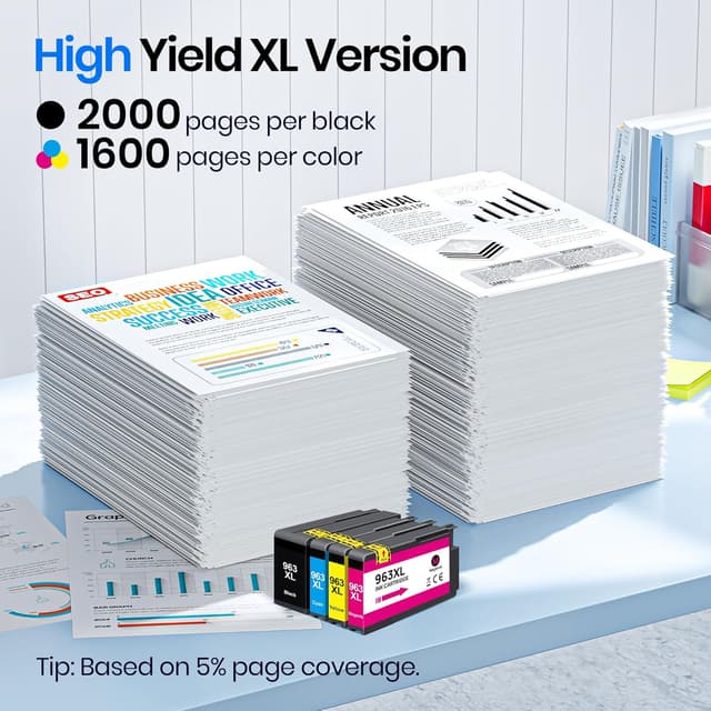 Detalle de Gureef 963 / 963XL Ink Cartridges Multipack (4-Pack) compatible with HP 9010 series