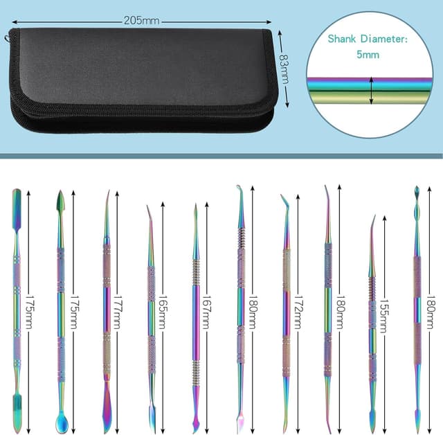 Detalle de Coolty 10PCS Clay Wax Carver Tools double-ended stainless steel kit with carry case