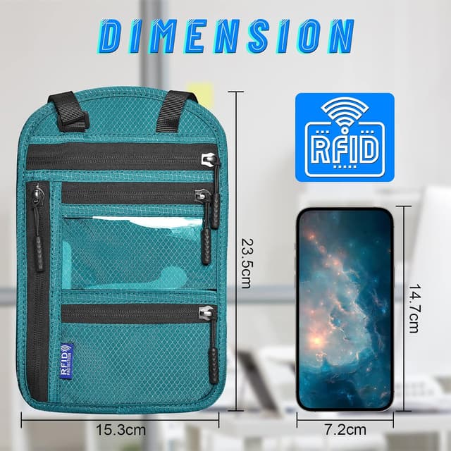 Detalle de CORYIN RFID passport neck wallet pouch