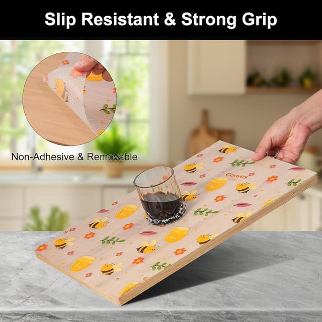 Detalle 2 de Cooyes Shelf Liner Non-Slip EVA Cabinet & Drawer Liner (Amber, 11.8" W x 118" L) – Waterproof, Non-Adhesive