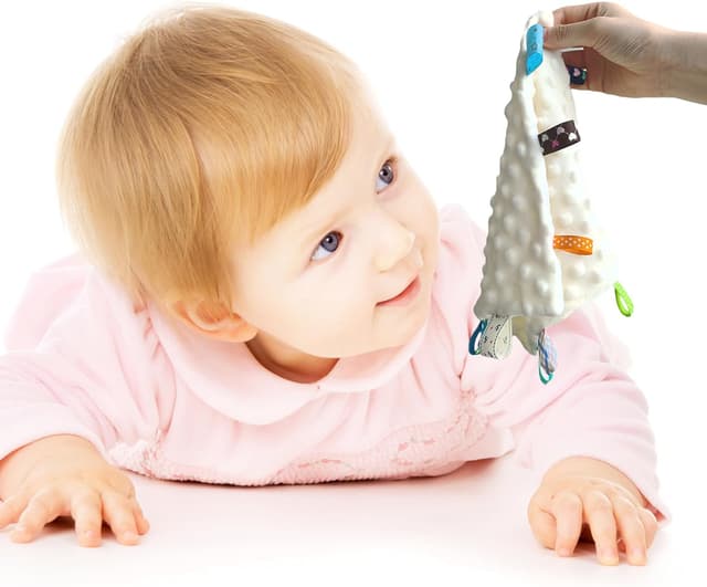 Detalle 2 de CREVENT Cozy Plush Baby Security Blanket Lovey (Ivory Sheep + Tag) for Newborns