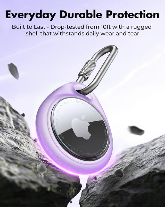 Detalle 2 de UNBREAKcable AirTag Anhänger im 4er-Pack mit Karabiner und wasserabweisender TPU-Schutzhülle