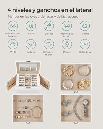 Detalle 1 de SONGMICS Caja Joyero 4 Niveles JBC159W01