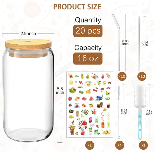 Thumbnail 1 de PeacePeo 20 Oz Glass Cups đź«–