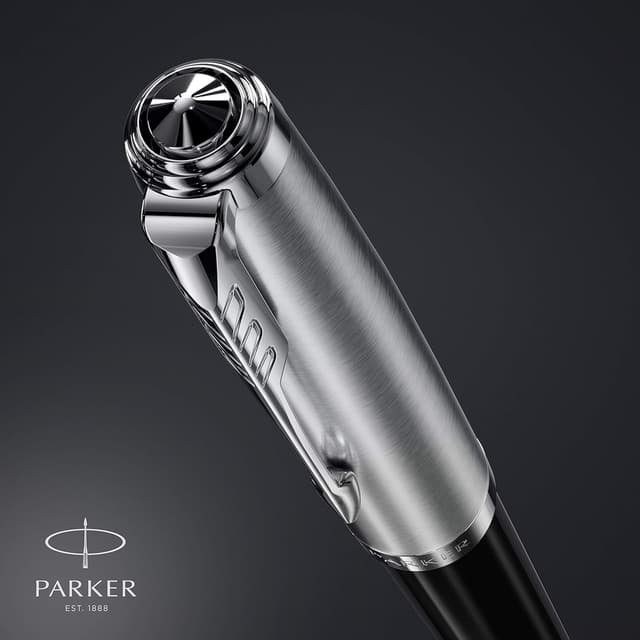 Detalle de Parker 51 stylo plume noir à plume fine – corps résine et attributs chromés, cartouche d’encre noire