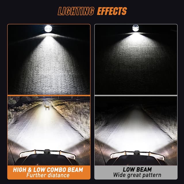 Detalle de Nilight 7-Inch Round Offroad LED Driving Pods (2-Pack) – IP68, High/Low Beam, EMC Wiring Kit