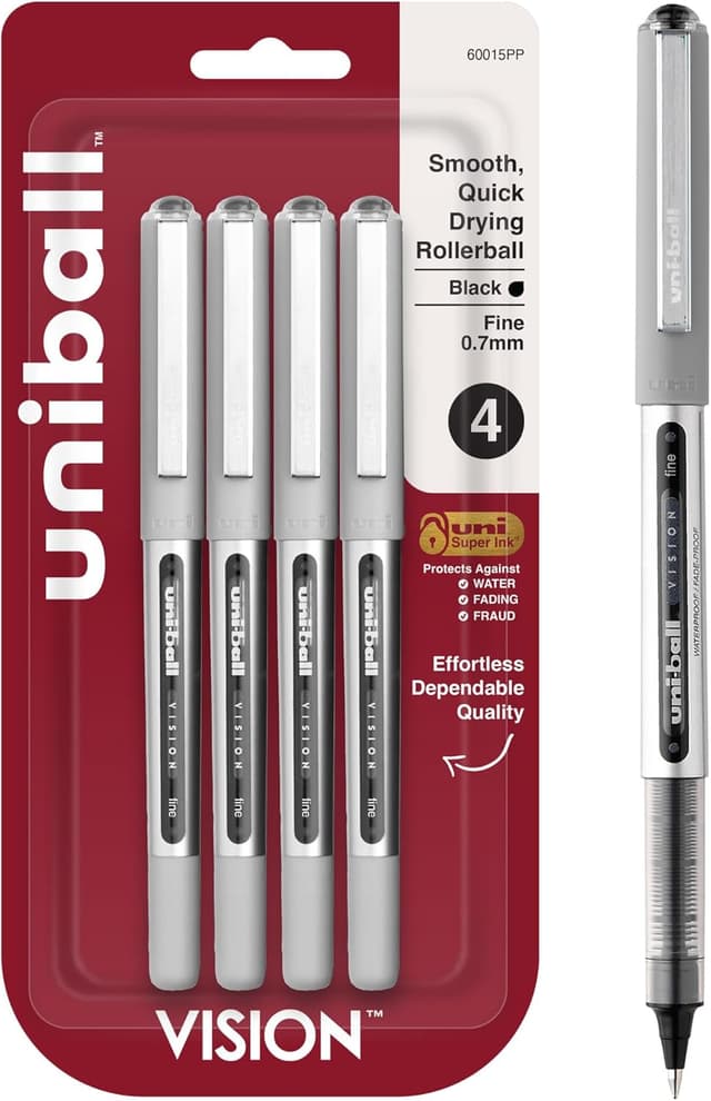 Detalle de uni-ball Vision Stick Roller Ball Pens 0.7mm, Pack of 4 🖊