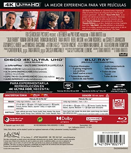 Detalle 2 de Jojo Rabbit 4K UHD + Blu-ray — película en combo 📀
