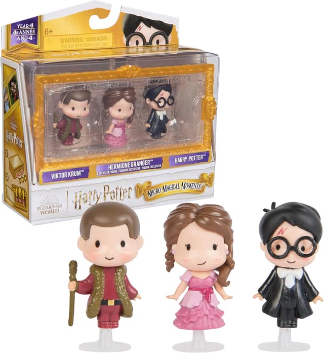Detalle de Wizarding World Harry Potter Micro Magical Moments Sammelfiguren‑Multipack „Weihnachtsball“ (Harry, Hermine, Viktor Krum)