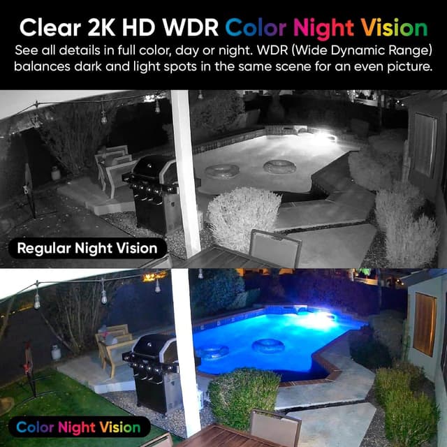 Detalle de WYZE Duo Cam Pan Indoor/Outdoor IP65 2K 360° Pan/Tilt Smart Security Camera (2-Cam System) with Color Night Vision