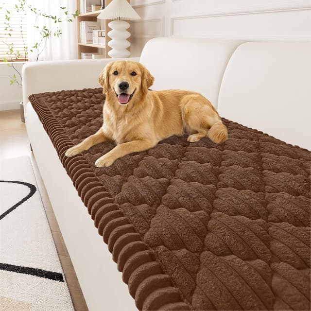 Detalle de Smiry Pet Couch Covers for Dogs (Chocolate, 27.6" x 70.9") — washable, non-slip sofa slipcover
